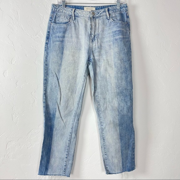 Pacsun Jeans Skinny Straight Two Tone Colorblock Acid Blue Wash Light Frayed 90s - Picture 1 of 7